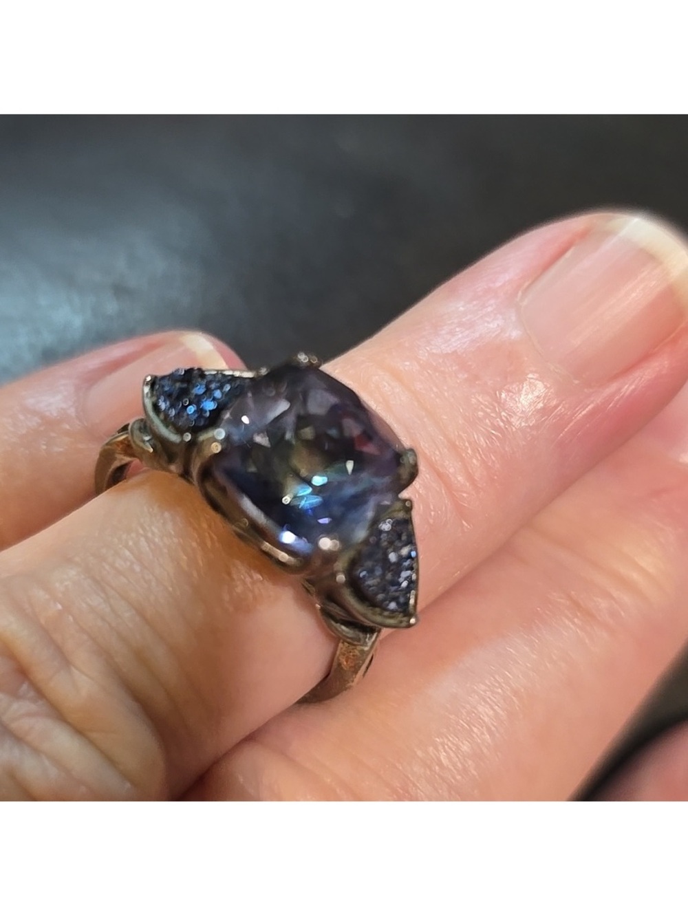 Mystic Topaz Cushion Cocktail Ring in Blue-Purple - Picture 7 of 9
